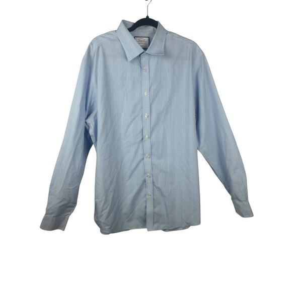 Charles Tyrwhitt Dress Shirt 17.5/38 Slim Fit Non Iron Blue White Plaid‎ - Picture 1 of 4